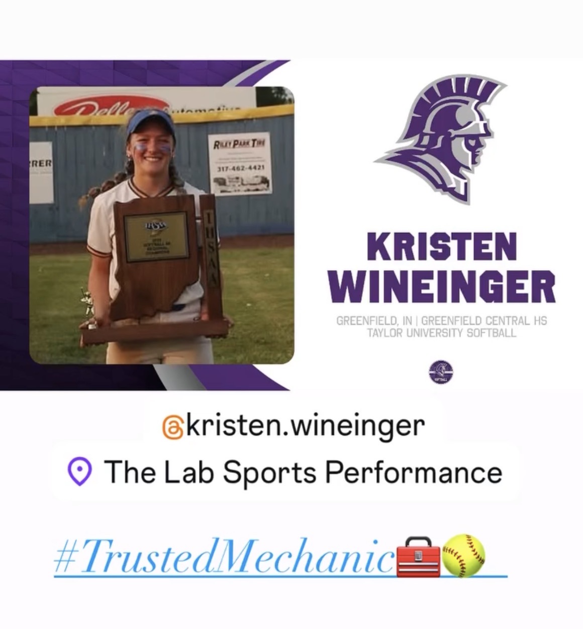 Kristen Wineinger college commitment announcement — Taylor University