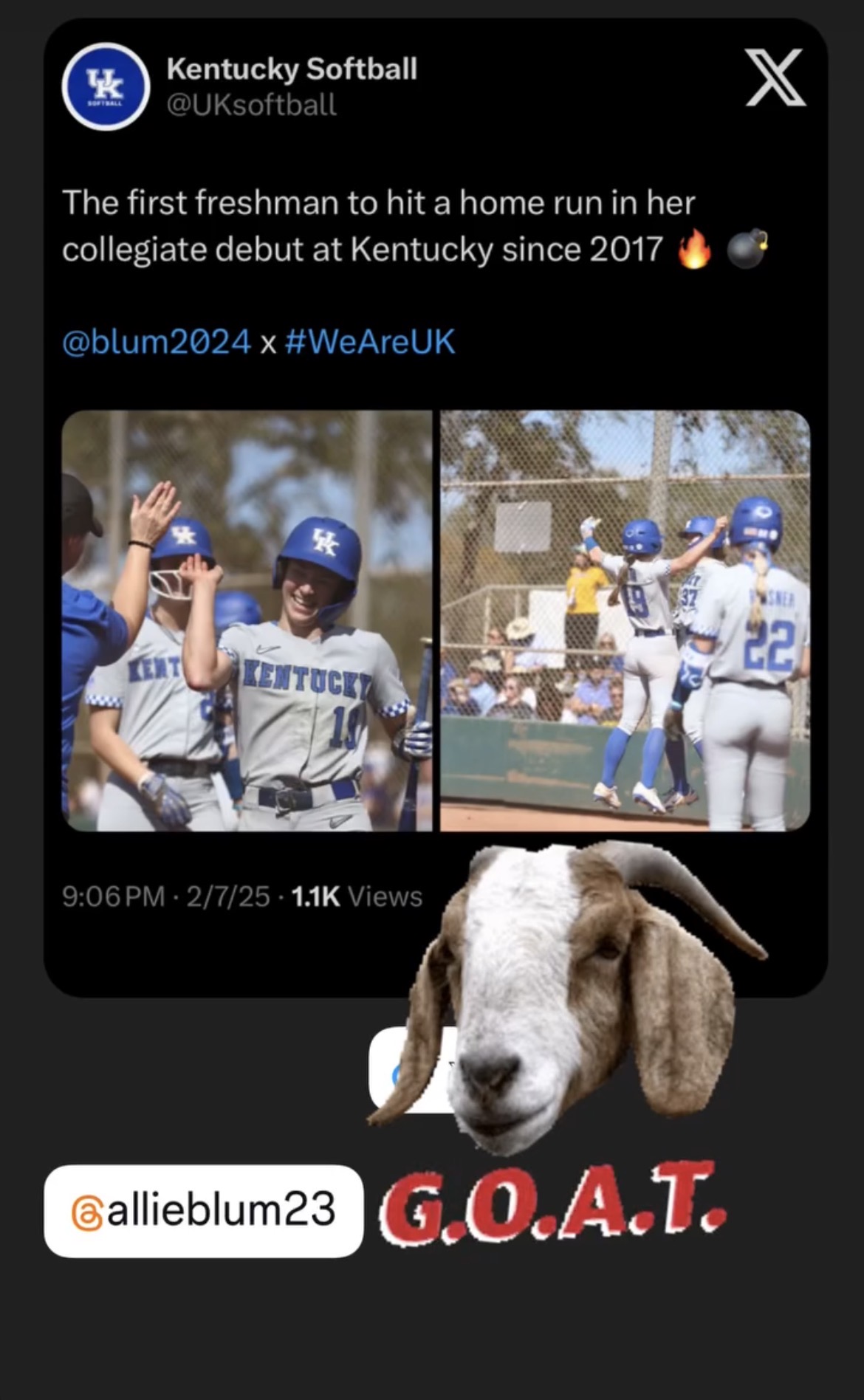 Allie Blum college commitment announcement — University of Kentucky
